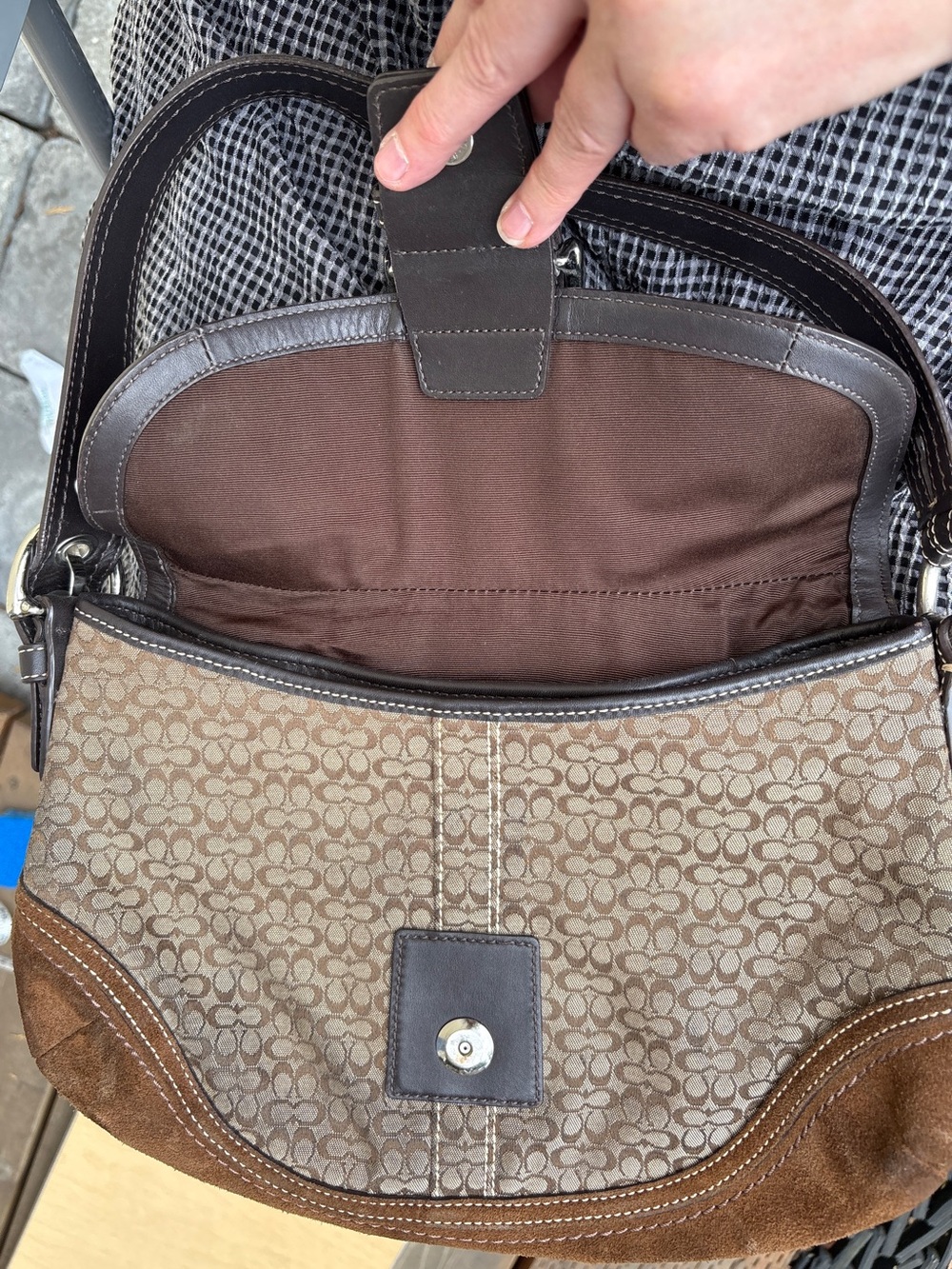 Coach F10926 Vintage Soho Signature C Canvas With Suede Shoulder Bag In Brown - Picture 13 of 16